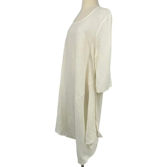 NWT Bryn Walker M Light Linen Naida Tunic Dress White 3/4 Sleeve Asymmetric - Picture 7 of 12